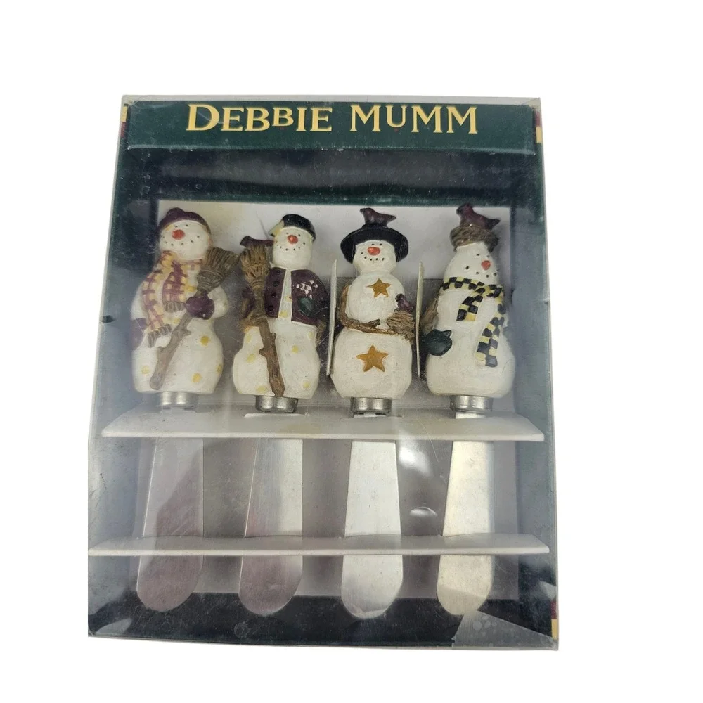 Debbie Mumm Snowman Spreader Knives Set Holiday Winter Cheese Spreaders‎